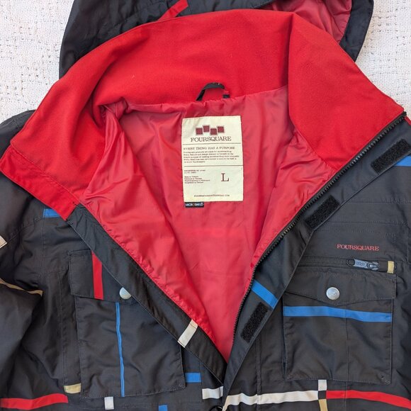 FOURSQUARE Snowboarding Jacket Vise Men's Sz L Black Shell Geometric Air Relaxed - Picture 3 of 10